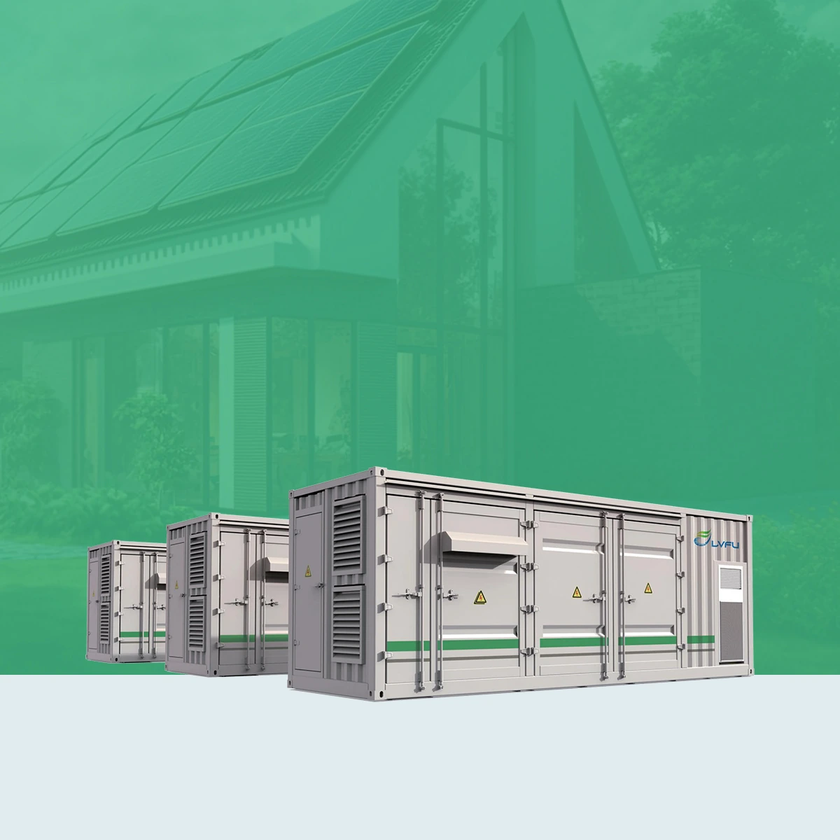 Container energy storage LVFU seri LFC skala besar untuk PLTS industri dan utilitas, dipasang Solar Panel Mandiri