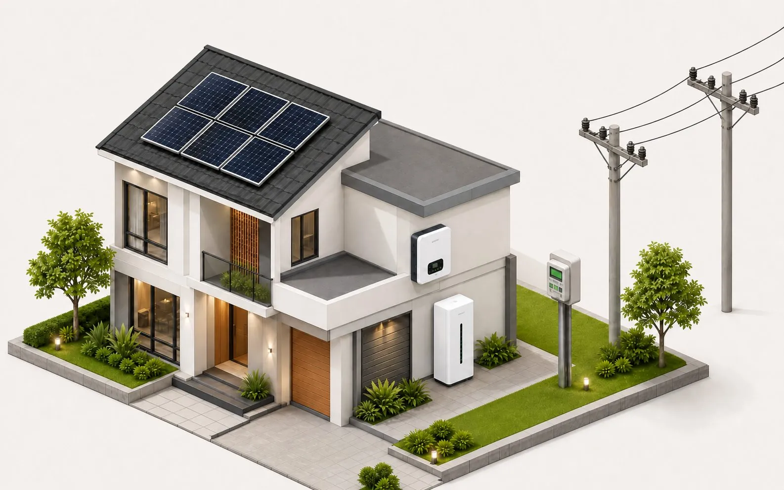 Rumah modern dengan sistem PLTS